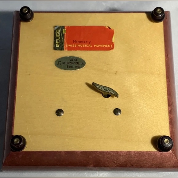 Alice Sturzinger Romance Italy Burl Swiss Movement Music Box Floral Design + Key - Picture 9 of 10